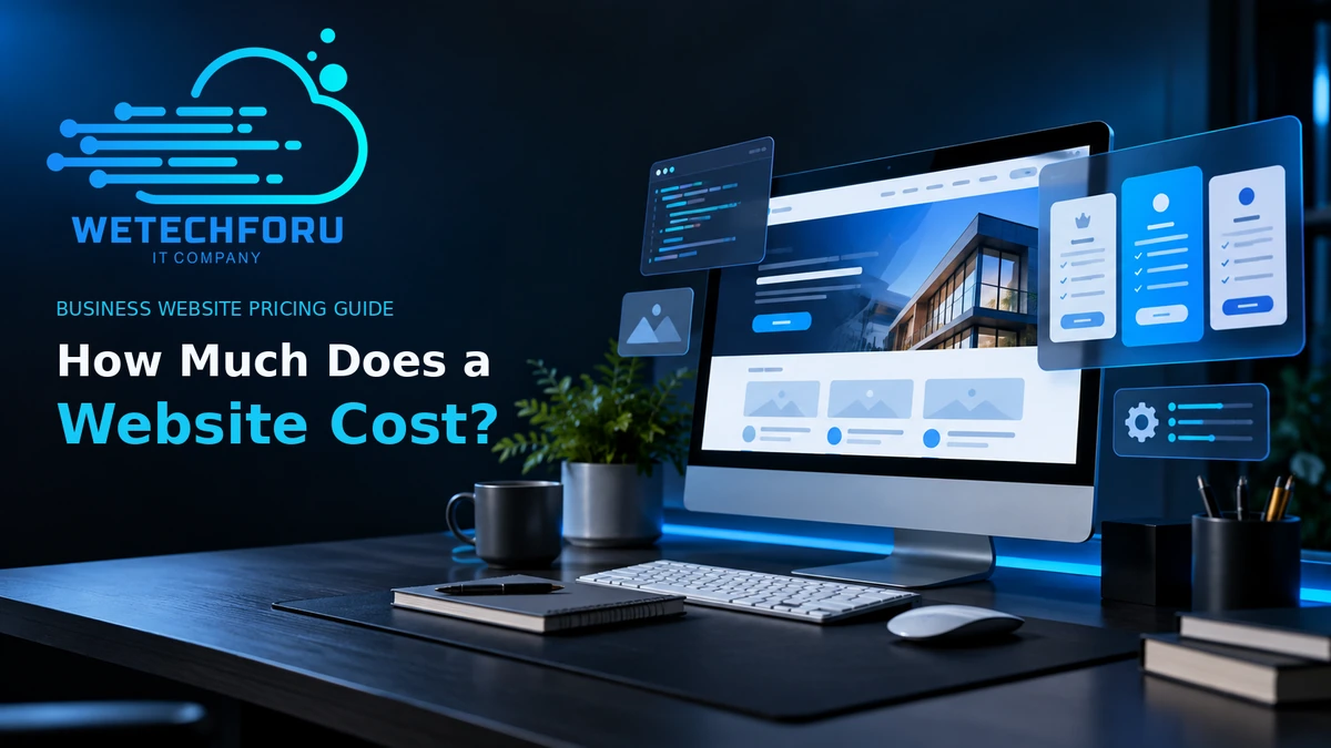 Wetechforu website development workspace illustrating business website design and pricing.